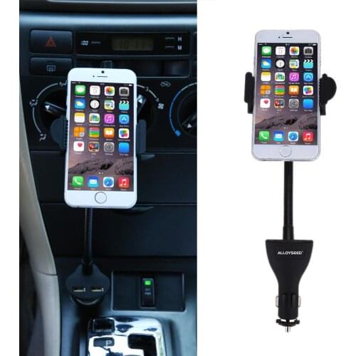 360 Rotation Car Phone Holder Gooseneck Auto Smartphone Mount 2.1A Dual USB Charger Mobile Cellphone Support Interior Accessory