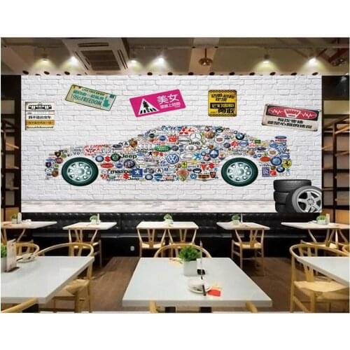 Custom photo 3d wallpaper Non-woven mural Brick wall car model logo 3d wall murals wallpaper for walls 3 d decoration painting