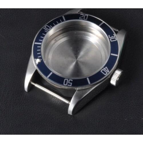 41mm Sapphire Glass Aluminum Blue Bezel Watch Parts stainless steel Case Dial Fit ETA 2824 2836 or miyota 82 series