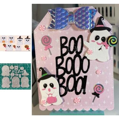 6Pcs Halloween Ghost Metal Cutting Dies For Handmade Greeting Cards Frame Die Embossing Craft Dies