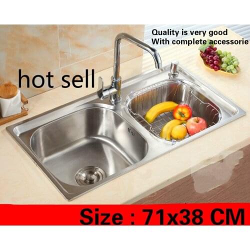 Free shipping Household mini kitchen sink double groove sink do the dishes food grade304 stainless steel hot sell 71x38 CM