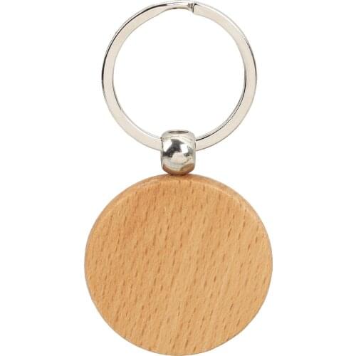 Nordic Style Natural Wood Keychain & Silver Color Round Heart Wooden Keyring Car Auto Key Strap Waist Wallet Keyholde, 2 PCs