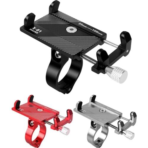 Aluminum Alloy Bicycle Phone Holder Motorcycle Handlebar Mount Motorbike Braket for 3.5-6.2" Smart Phone for iPhone Samsung