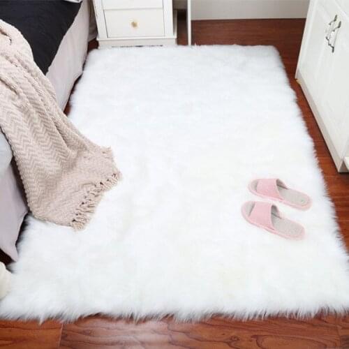 Fashion Long Faux Fur Artificial Skin Rectangle Fluffy Chair Seat Sofa Cover Carpet Mat Area Rug Living Bedroom Home Decoration