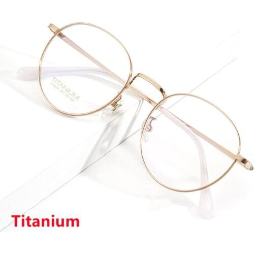 Men and women pure titanium retro round myopia spectacle frame ultra light optical spectacle frame anti-blue light glasses CK803