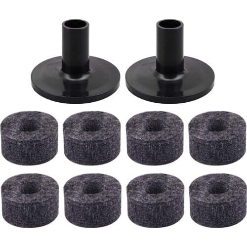 ELOS-8PCS Cymbal Stand 25mm Felt Washer + 2PCS Cymbal Sleeves Replacement for Shelf Drum Kit