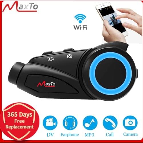 MAXTO M3 Waterproof 6 Riders Motorcycle Bluetooth WIFI Sony 1080P Lens Video Recorder Universal Pairing Helmet Intercom Headset