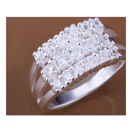 KN-R143 Hot selling size 7#8# silver plated finger rings for women mens silver color jewellery fashion jewelry multi-stone Ring