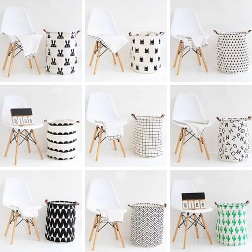 INS Nordic Folding Laundry Basket Dirty Clothes Storage Basket Kids Toys Organizer Barrel Large Capacity Household Sundry Hamper