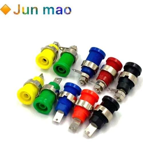 2pcs Insulated Safety 4MM Banana Plug Socket Jack Panel Mount Binding Post Connector Multimeter Banana head Female 32A