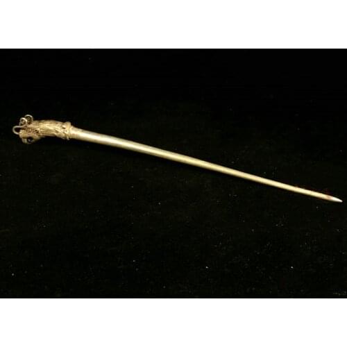 Chinese vintage silver miao silver dragon head hairpin classical silver hairpin ethnic collection
