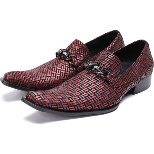 Handmade Classic Braided Genuine Leather Formal Mens Dress Shoes Luxury Red Wedding Shoes Men Elegant Flats Office For Male