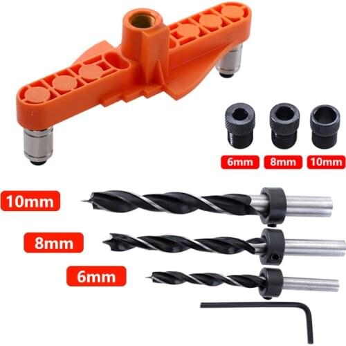 Alloy Vertical Pocket Hole Jig Woodworking 6/8/10mm Drilling Locator Wood Dowelling Self Centering Drill Guide Kit Hole Puncher