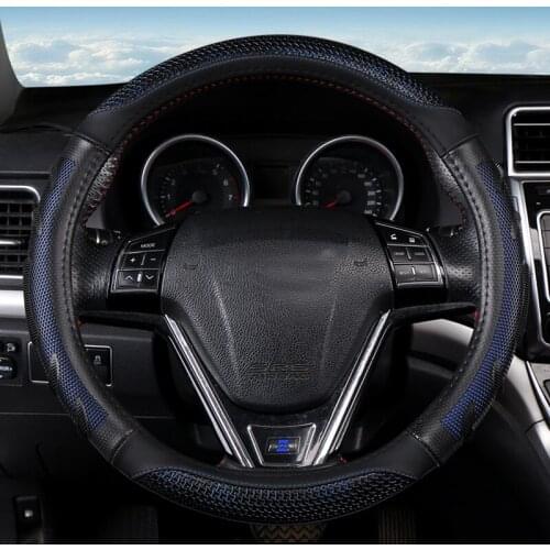 Leather Universal Car Steering-wheel Cover 38CM Car-styling Sport Auto Steering Wheel Covers Anti-Slip Automotive Accessories