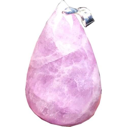 Top Natural Purple Kunzite Pendant Jewelry For Women Man Gift Crystal Stone Silver 35x23x9mm Beads Water Drop Gemstone AAAAA