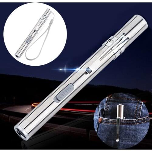Mini USB Rechargeable LED Laser UV Torch Pen Flashlight Multifunction Lamp Emergency Flashlight Hiking Camping Accessories