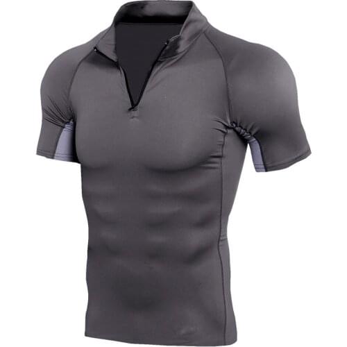 Mens Compression Shirt 1/4 Zip Pullovers Camo Short Cool Dry Fit T-Shirts Gym Training Running Workout Shirts