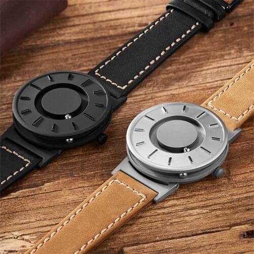 Creative Dial Men Watch EUTOUR Mesh Steel Strap Band Mens Watches Magnetic Metal Magnet Ball Quartz Wristwatch Male Clock Reloj