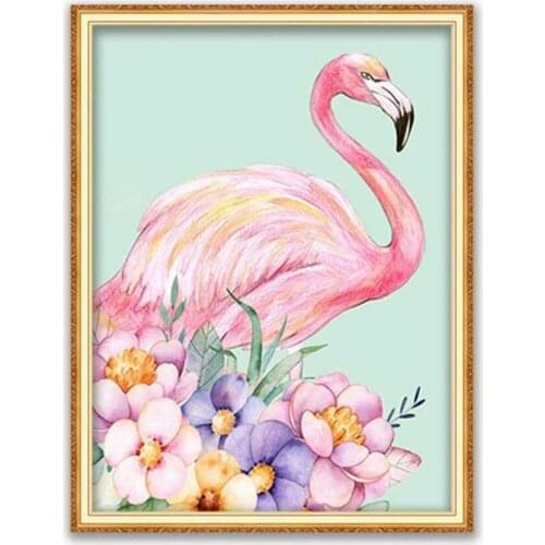 Animal Bird Flamingo DIY 11CT Embroidery Cross Stitch Kits Needlework Craft Set Cotton Thread Printed Canvas Home Hot Sell Sale