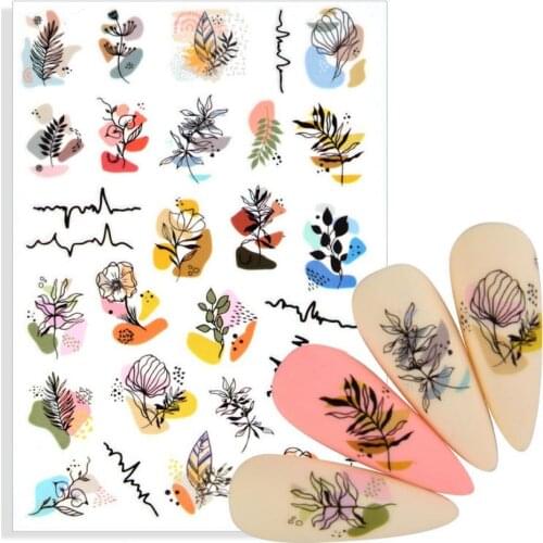 3Pcs Autumn Nail Stickers Aesthetic Decoration Diy Pattern Design Decal Manicure Everything For Her