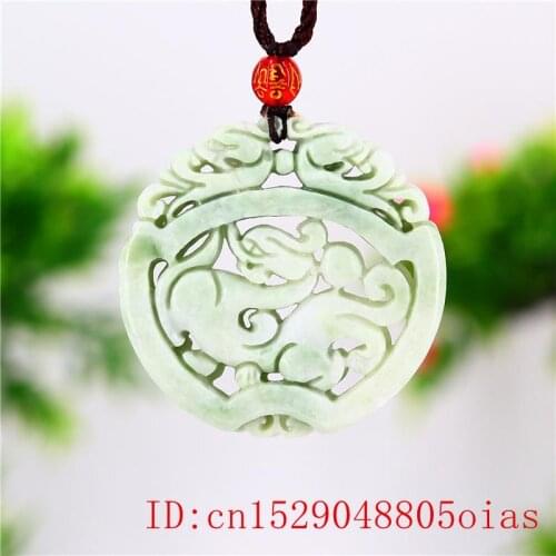 Jade Dragon Pendant Necklace Women Carved Amulet Charm Jewelry Gifts Men Chinese for Natural Green Fashion Double-sided