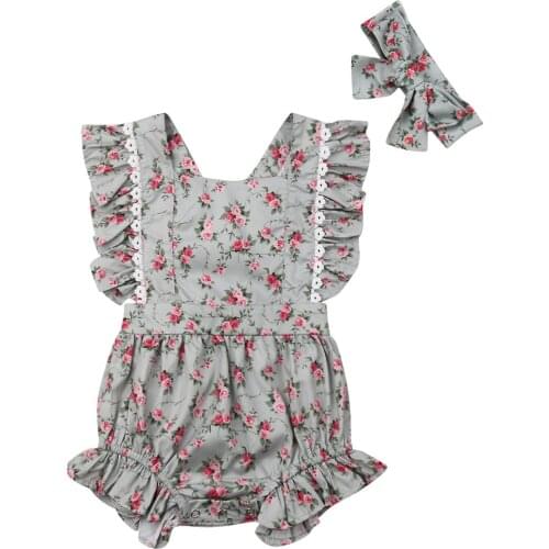 New Toddler Baby Girls Floral Ruffle Romper Dress One-Pieces Outfits Summer Clothes