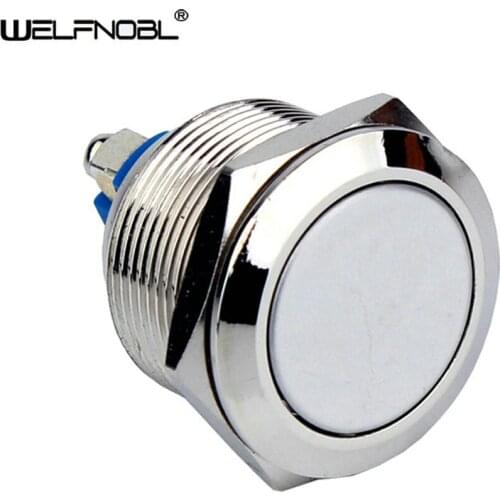 Flat Round Head Switch 19mm Waterproof 1NO Metal Screw Momentary Reset Push Button Switch