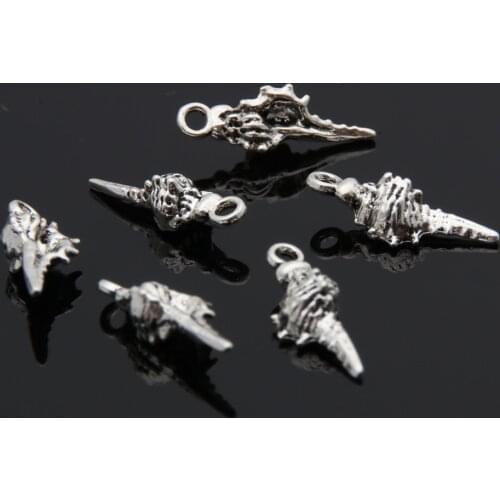 50pcs Silver Color Small Conch Shell Charms Sea Snail Beach Pendant Jewelry Making DIY Handmade Accessories Wholesale A3462