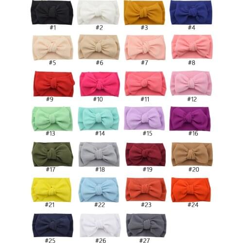 20PC European And American Childrens Hair Accessories DIY Fabric Headband Baby Waffle Nylon Big Bow Headwear