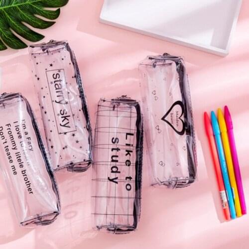 Transparent Letter Star Heart School Pencil case Large Capacity pencil box Storage bag Stationery gift office School Supplies