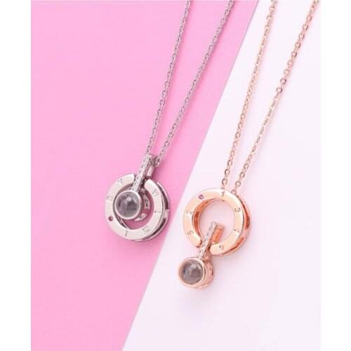 Romantic Love 100 languages I love you Projection Pendant Necklace Women Girl Friend Memory Wedding Necklace