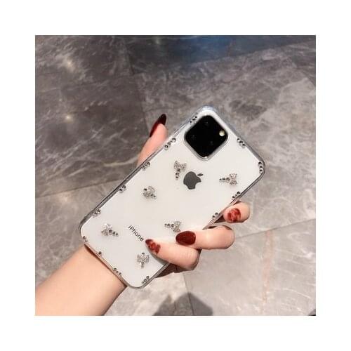 LaMaDiaa Luxury Glitter Bow Phone Cases For iPhone 11 12 Pro Max XR Back Cover Bling Rhinestone Case For iPhone 6 6s 7 8 Plus