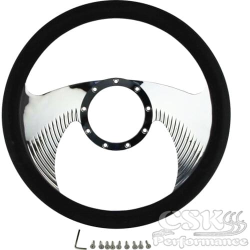 14" 9-Bolt Chrome Aluminum Half Wrap Steering Wheel 9 Hole For Chevy/G M 69-94