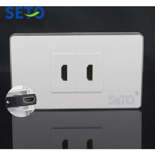 SeTo 120 Type Double Ports HDMI Connector Panel Wall Plate Socket Keystone Faceplate