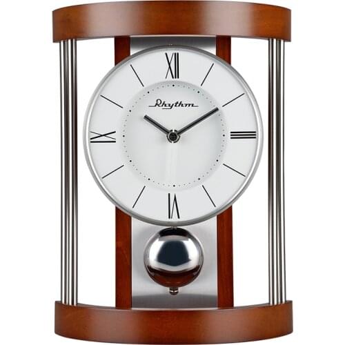 RHYTHM BRAND NEW HIGH-END BROWN SOLID WOOD DESK CLOCK SILENT QUARTZ ROMAN NUMERALS PENDULUM TABLE CLOCK AND WALL CLOCKS