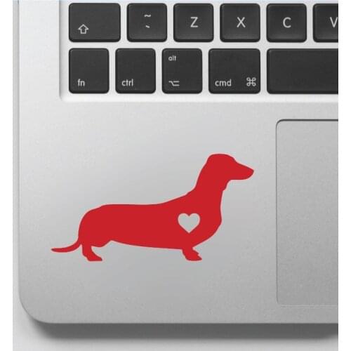 Dachshund With Love Heart Decal Dachshund Sticker For Laptop Computer Family House Rainproof Art Vinyl Mural GA162
