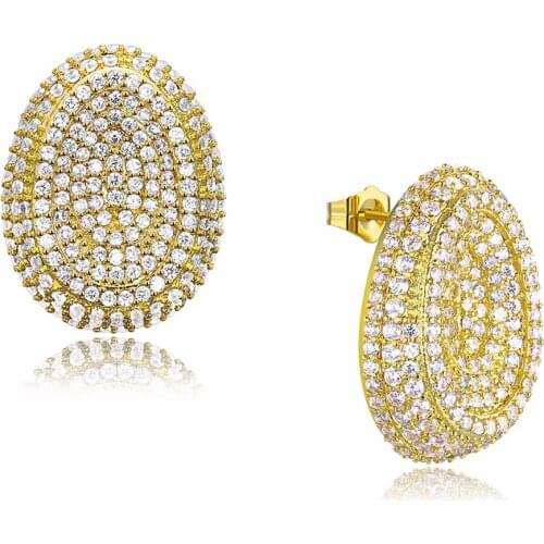 Unique Design Women Deluxe Stud Earrings Setting with AAA Cubic Zirconia Free Allergy Wedding Earrings Free Shipping