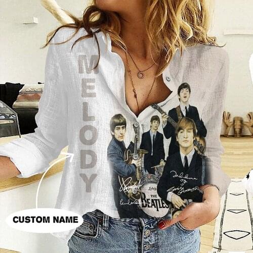 2021 Fashion Party 3D Whole Print Fadeless Custom DIY Design Name Womens Long Sleeve Blouses