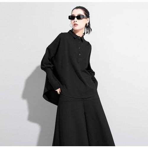 Ladies spring and Autumn new style of European and American designers lanterns sleeve sleeve head large size long sleeve T-shirt