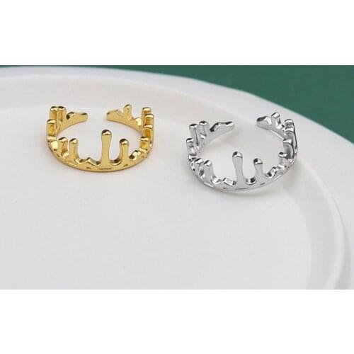 Dreamhonor Fashion Vintage Retro Irregular Castle Crown Rings for Women Real 925 Sterling Silver Jewelry for 2021 Fashion Gift