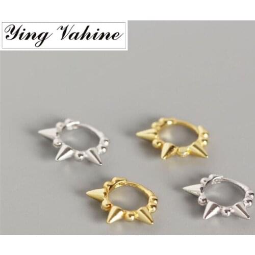 Ying Vahine 100% 925 Sterling Silver Beads and Rivets Small Stud Earrings for Women