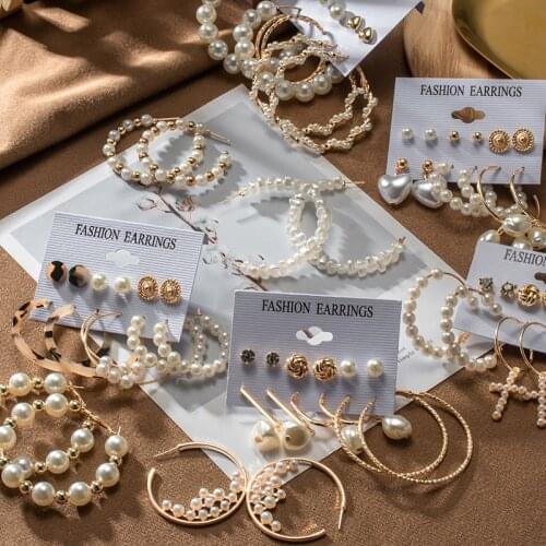 New Simple Korean Plain Pearl Hoop Earrings For Women Statement Unique Gold Metal Big earings 2020 Trend Fashion Brincos Jewelry