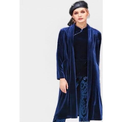 2020 England style Women Plus size Autumn Winter Long velour Coat Female Outerwear velvet Cardigans 6XL 7XL 8XL big size trench