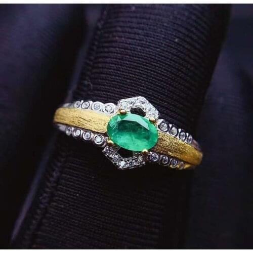 Natural High Quality Emerald Ring S925 Silver Fashion Fine Weddings Charming Jewelry for Women Free Shipping