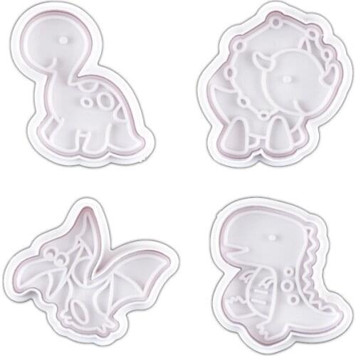 4PCS Cookie Cutter Mold for Baking Dinosaur Molds Fondant Cakes Cutters for Gingerbread Dino Forms for Cookies Cake Tools