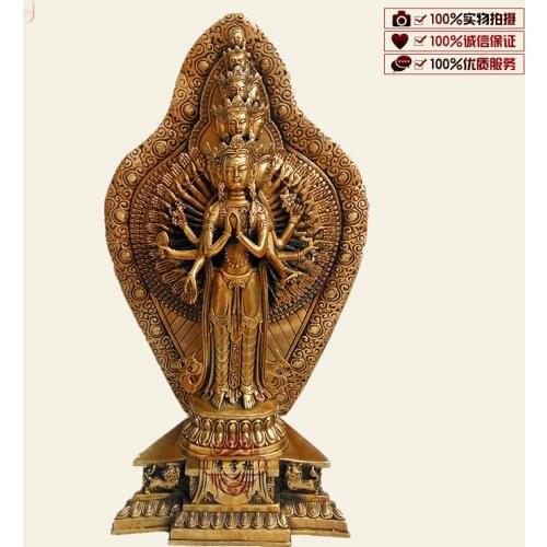 40CM Large # home family efficacious Protection Tibetan Buddhism Tantra Thousands Hands Guanyin Bodhisattva Buddha statue