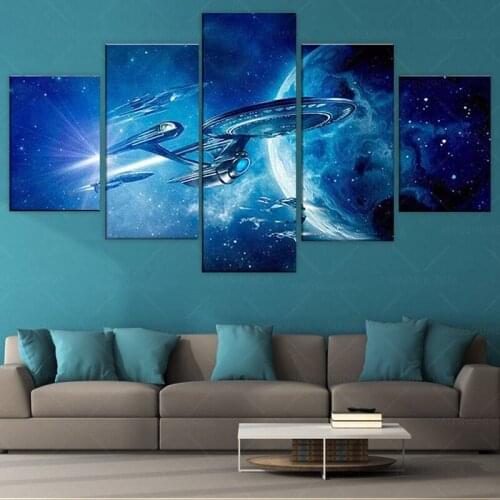 Canvas Wall Art for Living Room 5 Piece Paintings Star Trek Star Ship Enterprise Pictures Modern Artwork Home Decor Posters Prin