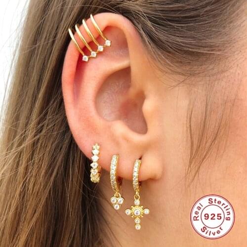 Aide 925 Sterling Silver Cross Pendant Hoop Earrings Personality Hypoallergenic Ear Jewelry For Women Couple Gifts Fine Jewelry