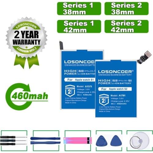 LOSONCOER Battery 460mAh A1578 A1760 A1761 A1579 Battery For Apple iPhone watch Series 1 Series 2 38mm 42mm Series1 Series2
