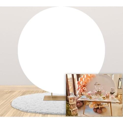 White Solid Color Backdrop Circle Round Background Birthday Decoration Round Backdrop Baby Shower Wedding Gender Reveal Party